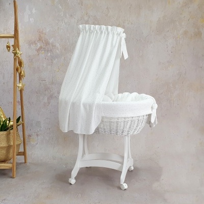 Cesta Moisés de Vime Branco EMMA com Roupa de Cama