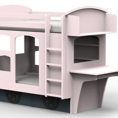 Beliche Infantil em Forma de Carruagem de Comboio com Gavetas e Secretária Beliche Infantil em Forma de Carruagem de Comboio com Gavetas e Secretária