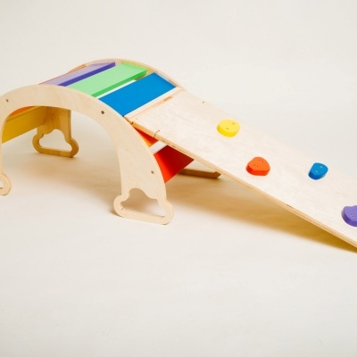 Arco-Íris com Rampa MONTESSORI – Conjunto de Escalada Infantil