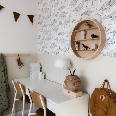 Papel de Parede Dinossauros BRANCO