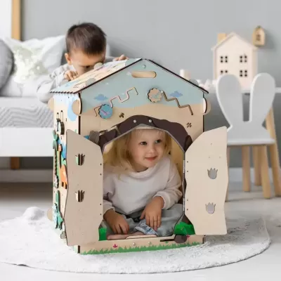 Casa de Madeira DINOSSAUROS Montessori com Iluminação