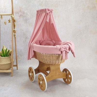 Cesta Moisés de Vime Natural SARA com Roupa de Cama