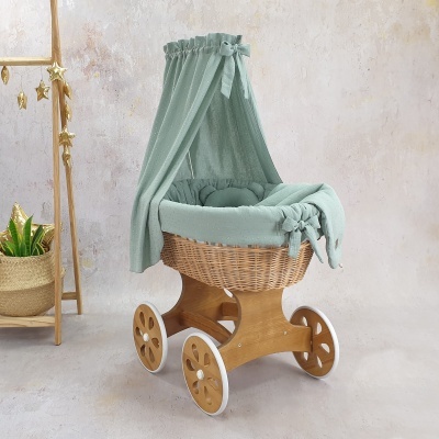 Cesta Moisés de Vime Natural SARA com Roupa de Cama