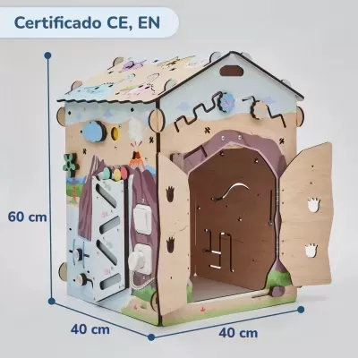 Casa de Madeira DINOSSAUROS Montessori com Iluminação