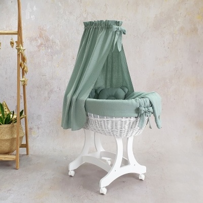 Cesta Moisés de Vime Branco EMMA com Roupa de Cama