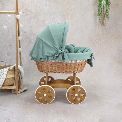 Cesta de Moisés ANNABELL de Vime NATURAL com Roupa de Berço