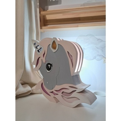 Candeeiro de Madeira Unicórnio Controlado por SMARTPHONE