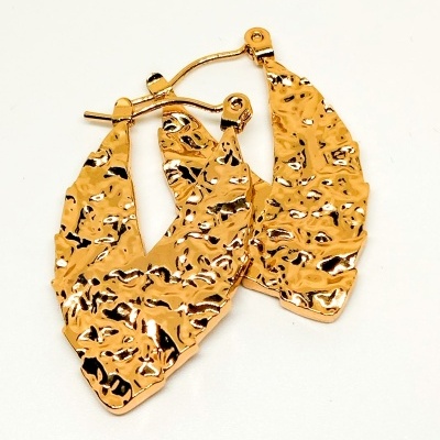 Brincos dourados texturizados em fundo branco