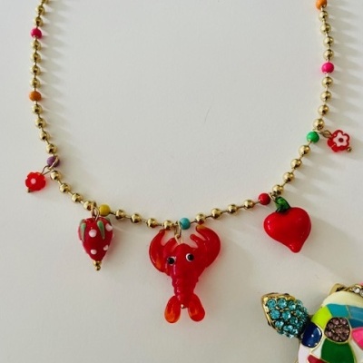 Colar bolinhas e pendentes -  aço e vidro ❤️#14