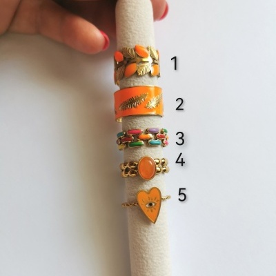 Anéis em aço ajustáveis laranja #35