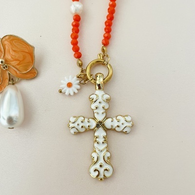 Colar cristais com cruz🧡