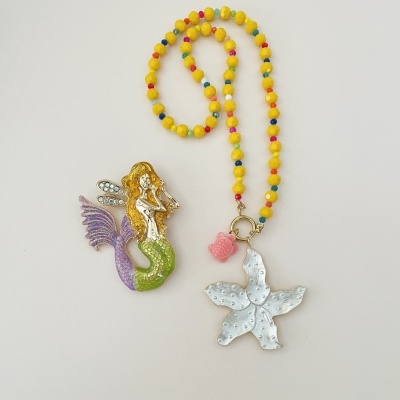 Colar pedras naturais e estrela do mar💛