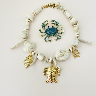 Colar Tartaruga e praia  - tom marfim #2