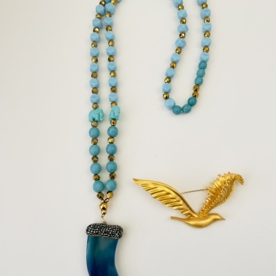 Japamala pedras naturais turquesa - chifre