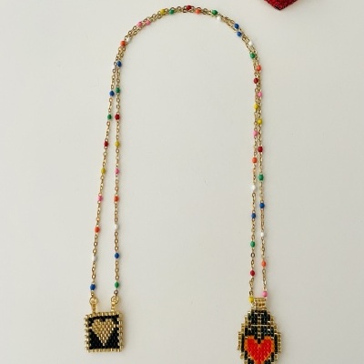 Escapulário Sagrado Coração, com missangas japonesas #137