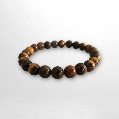 Pulseiras elásticas, com pedras naturais - Olho de tigre