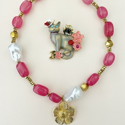 Colar pedras naturais e pérolas sintéticas 🤍🤍🤍