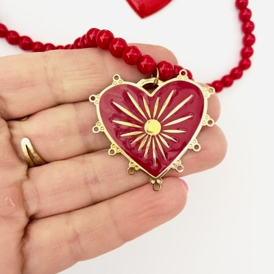 Colar coração vermelho