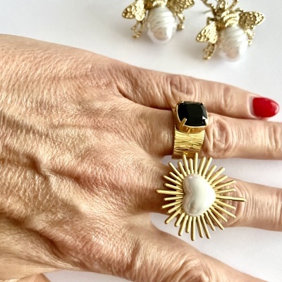 Anéis em aço ajustáveis - dourados #203