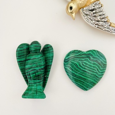 Anjo e coração - Malaquita  🪷📿