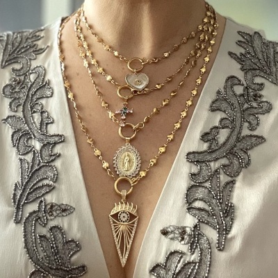 Corrente corações em aço, com fecho. Sem pendente