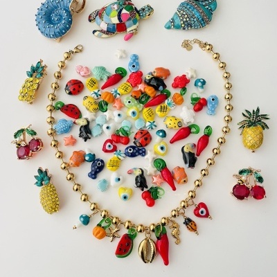 Colar bolinhas e pendentes -  aço e vidro ❤️#2