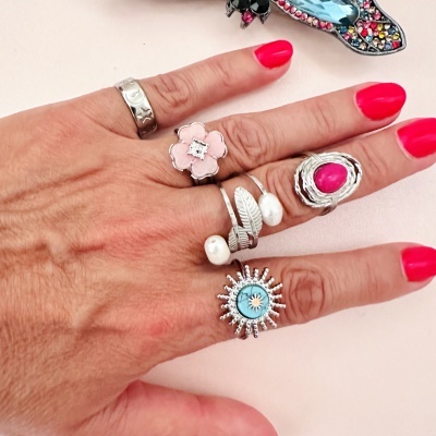 Anéis em aço ajustáveis - prateados #288