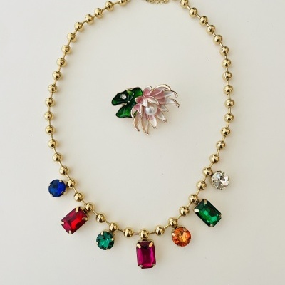 Colar bolinhas -  aço e vidro ❤️#5