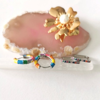 Argolas coloridas - prateadas*