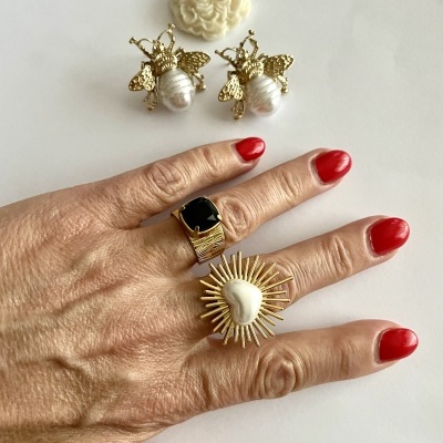 Anéis em aço ajustáveis - dourados #203