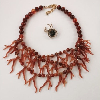 Colar Corais em tons castanho - Mod 2