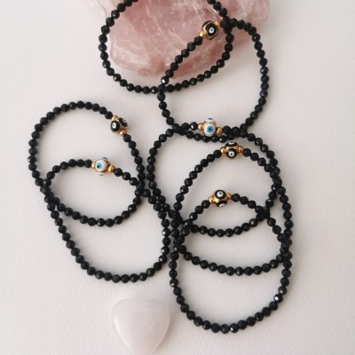 Pulseiras Turmalina Negra - Com dourado ou prateado