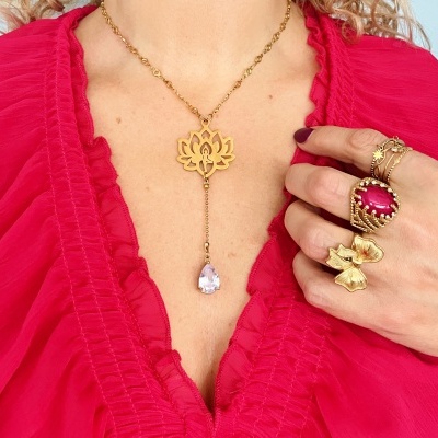 Colar flor lótus e gota🪷