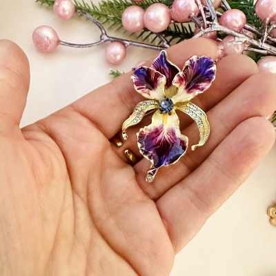 Pregadeiras orquídea, folhas e joaninha