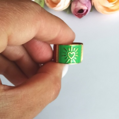 Anéis em aço ajustáveis rosa #32