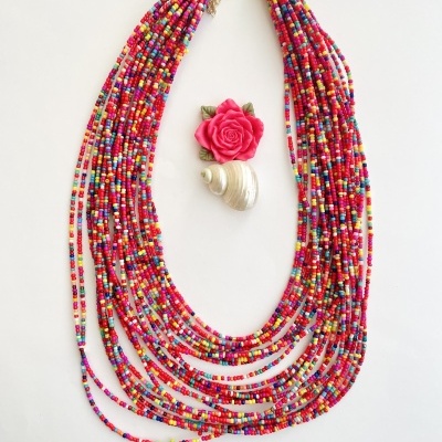 Colar missangas - multicolorido