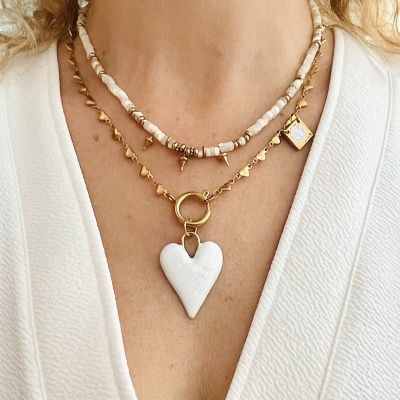 Colar S. Bento coração ou colar pedras brancas ❤️