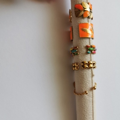 Anéis em aço ajustáveis laranja #35