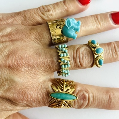 Anéis em aço ajustáveis - dourados #201