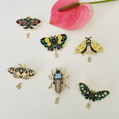 Pregadeiras Borboletas e besouro