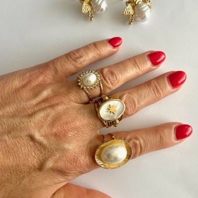 Anéis em aço ajustáveis - dourados #206