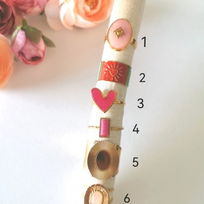 Anéis em aço ajustáveis rosa #32