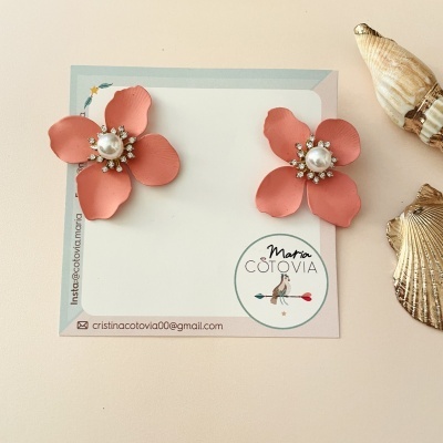 Brincos flores rosa