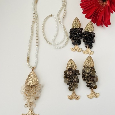 Colar Peixes ❤️  pedras naturais e cristais -Colar ou brincos