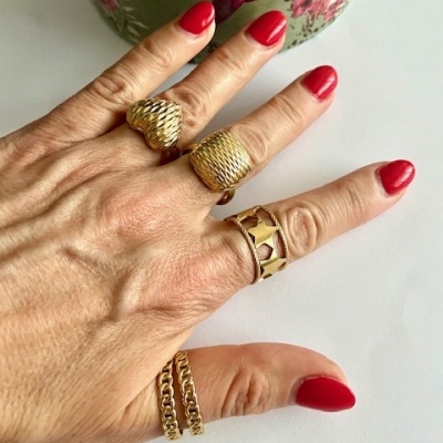 Anéis em aço ajustáveis - dourados #208