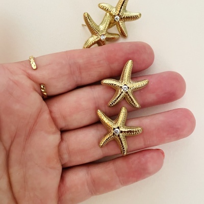 Brincos estrela do mar com zircónia