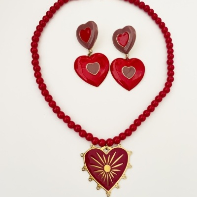 Colar coração vermelho