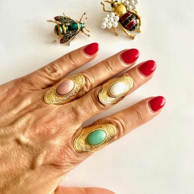 Anéis em aço ajustáveis - dourados #210