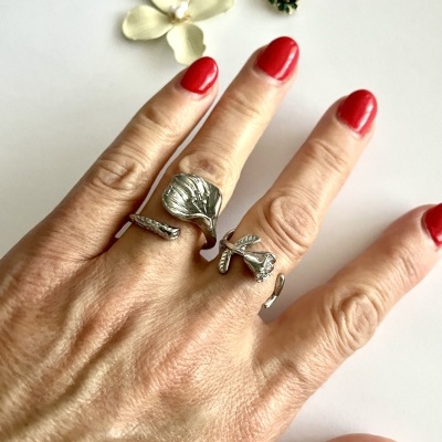 Anéis em aço ajustáveis - prateados #200