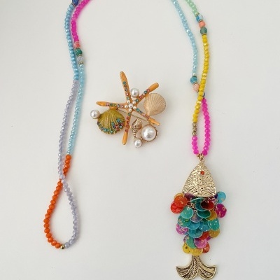 Colar Peixe ❤️  pedras naturais e cristais